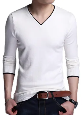 Immagine prodotto di Maglione a collo a V da uomo, in cotone