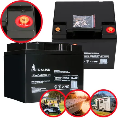 Produktbild von Extralink AGM Batterie 12V 45Ah wartungsfrei Deep Cycle Wohnmobil Photovoltaik USV