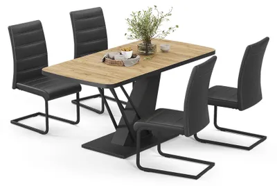 Produktbild von Esstisch-Set Vicco Fenaro Goldkraft Eiche/Schwarz 120 x 80 cm mit 4 Esszimmerstühlen, Schwarz, Model 62990