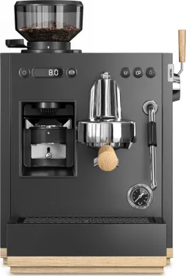 Produktbild von Loewe aura.pure, Espressomaschine, Siebträgermaschine mit Milchaufschäumer, integriertes Mahlwerk, 15-Bar-Extrakionsdruck, inkl. Zubehör, Echtholz