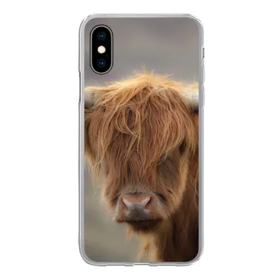 Produktbild von MuchoWow® Handyhülle Schutzhülle Hülle für iPhone X Schottischer Highlander - Hörner - Haare Silikon Softcase Handy Hülle - Handyhülle