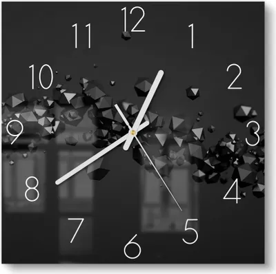 Produktbild von DEQORI Glasuhr 30x30 cm Zahlen 'Geometrische Kometen' Wanduhr Glas Uhr Design leise