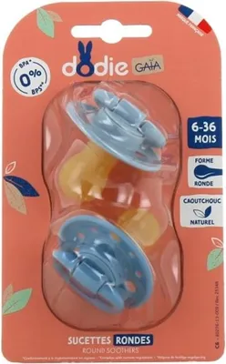 Image de Sucettes Caoutchouc Rondes DODIE GAIA, 6-36 Mois, Motif Ciel Étoilé, Lot de 2