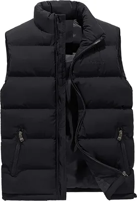 Produktbild von ASKSA Herren Weste Steppweste Stehkragen Daunenweste Bodywarmer ärmellos Slim-fit Outdoor Westen (Schwarz,M)