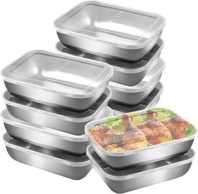Productafbeelding van Vershouddozen van roestvrij staal met deksel - 1100 ml - duurzaam en veilig voor voedselopslag