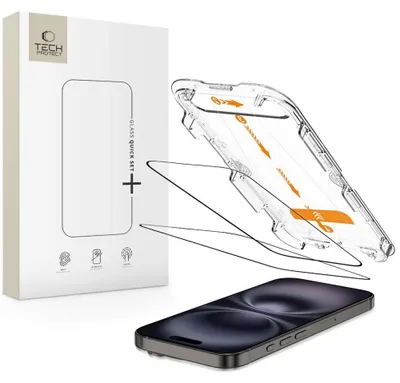 Zdjęcie produktu dla Szkło Hartowane Tech-Protect Quick Set+ 2-Pack Na Iphone 15 / 16