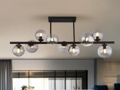 Produktbild von Globo Lighting Deckenleuchte Metall schwarz matt, LxBxH: 870x300x380mm
