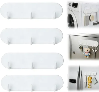 Produktbild von Magnetische Schlüsselhalter mit 4 Haken, weiß, Wandmontage, für Schlüsselaufbewahrung