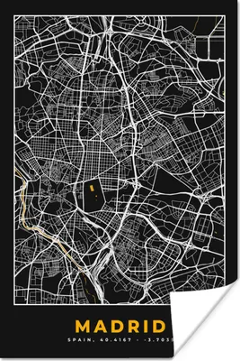 Produktbild von MuchoWow® Poster Madrid - Gold - Karte - Stadtplan 40x60 cm - Plakate für die Wand - Poster Babyzimmer