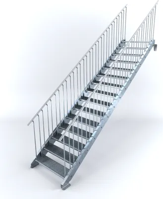 Produktbild von Stahltreppe 15 Stufen bis Höhe 300 cm, Laufbreite : 100 cm beidseitiges Geländer ST 1 (31 / 31 mm)