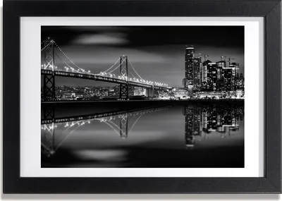 Produktbild von Bild 30x20 MDF-Rahmen, Wandkunst San Francisco in der Nacht