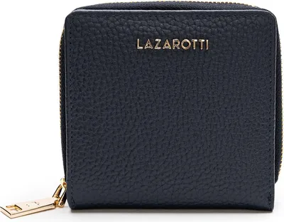 Imagen del producto de Lazarotti Cuero monedero Bologna Leather Zip Wallet With 6 Card Slots Navy azul marino