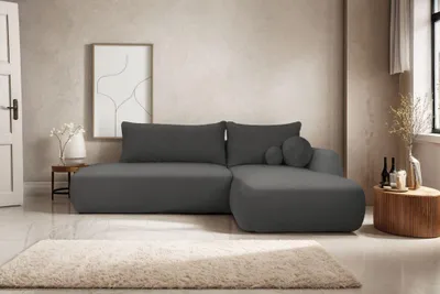 Image de Fabo canapé d'angle avec fonction de couchage et espace pour la literie, tissu Quelle Graphite ? droite
