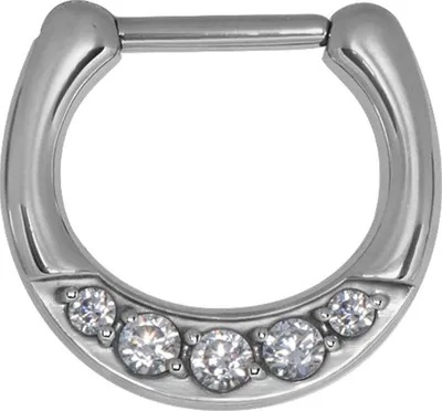 Produktbild von Karisma Hinged Septum Ring Edelstahl 316L Lippe Nase Zirkonia Steine JSRZ-01 Stärke 1,6mm - 10.0 Millimeter