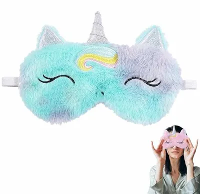 Productafbeelding van Slaapmasker met gel - Oogmasker voor vermoeide ogen - Koude/warme therapie - 2 stuks - Verstelbare band - Eenhoorn design