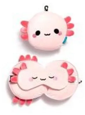 Produktbild von Relaxeazzz Adoramals Maddie der Axolotl Reisekissen & Schlafmaske