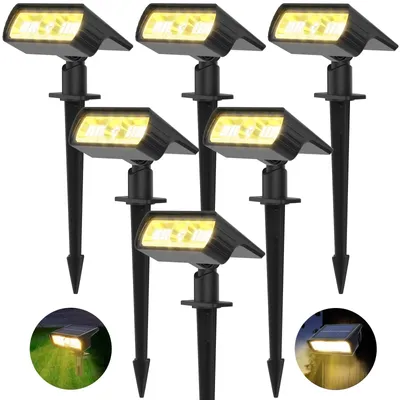 Solarleuchten 6er-Pack, warmweiß, 3000K, IP65, 2 Modi