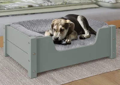 Produktbild von Gemütliches Tierbett für Katzen und Hunde 60x40 Kiefer grau V-30.32-G-60x40Rollrost und Matratze inkl.