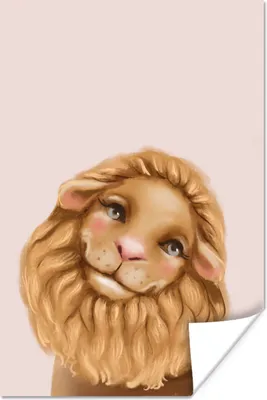 Produktbild von MuchoWow® Poster Löwe - Kinder - Rosa 20x30 cm - Papierdruck