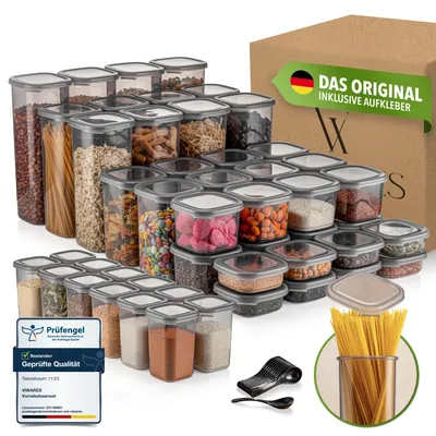 Produktbild von Viwares Vorratsdosen mit Deckel Luftdicht, 48er Vorratsbehälter Set BPA-Frei, Vorratsdose zur Müsli Mehl Aufbewahrung Küche, Praktische Organizer Küche, Frischhaltedosen für Lebensmittelaufbewahrung