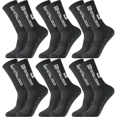 Immagine prodotto di Calzini da calcio, 6 paia, antiscivolo, con grip, per sport, da uomo e da donna, taglie 39-46, colore nero