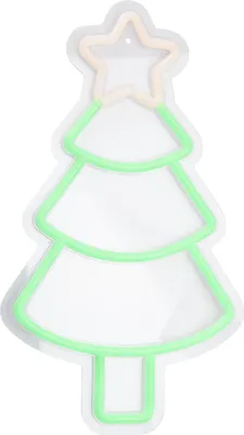 Obrázek produktu pro Vánoční neonový nápis na zeď stromek, LED, 23 x 22 cm