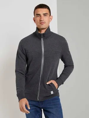 Produktbild von TOM TAILOR SWEAT SWEATJACKE MIT STEHKRAGEN Herren Sweatshirt, Größe:XXL, Tom Tailor Farben:Dark Grey Melange 11086