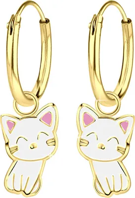 Produktbild von Katzen Ohrringe gold: Kinder Creolen Silber 925