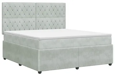 Zdjęcie produktu dla Łóżko sprężynowe z materacem jasnoszare 140 x 190 cm aksamitne