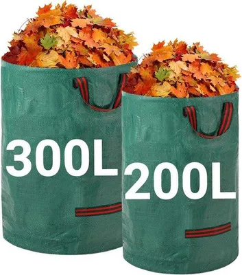 Produktbild von Famanu Gartenabfalltaschen 200 l + 300 l - Wiederverwendbare Taschen mit Griffen, strapazierfähiges Material für Laub und Abfall