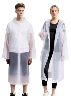 Immagine prodotto di Set di 2 impermeabili antipioggia trasparenti, unisex, riutilizzabili e ultraleggeri