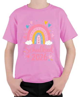 Produktbild von Schulkind 2026 Regenbogen Einschulung Mädchen Erster Grundschule Kinder T-Shirt, Pink, 104