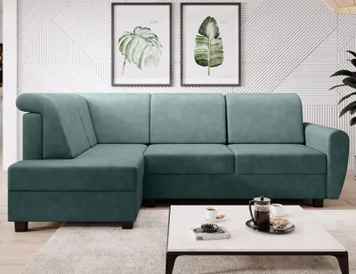 Produktbild von Easy4You Ecksofa MILO L-Form Minze – 235x90x157 cm - Schlafsofa mit Bettkasten und Schlaffunktion - Eckcouch mit Stauraum – Links – Stoff Soro 34