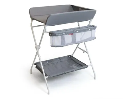Image de WEBABY - Table à langer pliante en acier MIO avec panier de rangement - Blanc/Gris - 68 x 80 x 103 cm