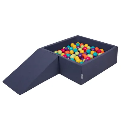 Immagine prodotto di KiddyMoon parco giochi in schiuma con piscina di palline rotonde (100 palline) pozzi di palline per giochi per bambini percorsi ad ostacoli in piscina,  eu, blu scuro:verde chiaro/giallo/turchese/arancio/rosa/viola
