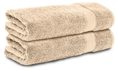 Immagine prodotto di Komfortec 2 set di asciugamani in 100% cotone, set di 2 asciugamani 50x100 cm, spugna, morbido, beige