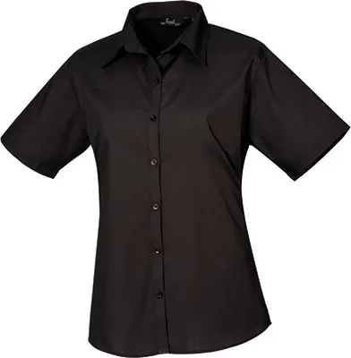 Image de Premier Workwear , Chemisier à manches courtes en popeline pour femmes, noir, 36 (XS/8)