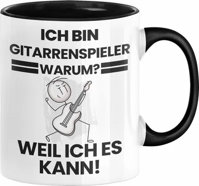 Produktbild von Gitarrenspieler Geschenk Tasse Lustiger Spruch Ich Bin Gitarrenspieler Warum Weil Ich Es Kann Geschenkidee Bester Gitarrenspieler Geburtstag Kaffee-Becher (Schwarz)