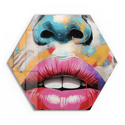 Produktbild von DEQOART Glasbild Echtglas 55x48 cm 'Farbsturm der Lippen' Wandbild Bild modern Deko