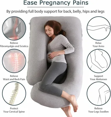 Image de Coussin de grossesse pour femme, Coussin pour le corps entier en forme de U et support de maternité, Gris