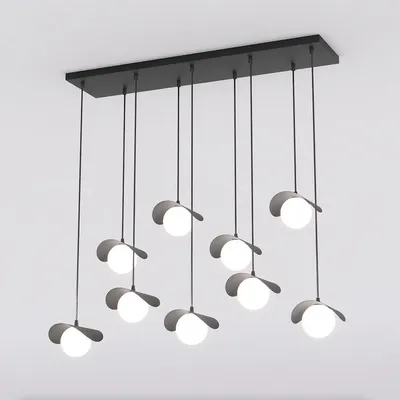 Obrázok produktu pre Závesná lampa Ritual 9 z čiernej ocele a skla