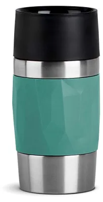 Produktbild von Kompakter Thermobecher, Isolierbecher 300 ml, 3 Stunden heiß, 6 Stunden kalt, Edelstahl Kaffeebecher für unterwegs, auslaufsicher, spülmaschinenfest, 360°-Trinköffnung, grün