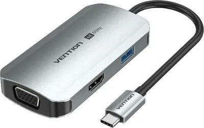 Produktbild von Vention TQAHB, Kabelgebunden, USB 3.2 Gen 1 (3.1 Gen 1) Type-C, 100 W, Grau, 5 Gbit/s, Aluminium