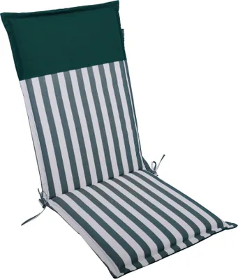 Produktbild von LILENO HOME Gartenstuhl Auflagen als [1er Set - Hochlehner] in Streifen Dunkelgrün - Uni Dunkelgrün - bequeme Liegen als Sitzauflagen für Gartenmöbel - Stuhlkissen für Gartenstühle MALT