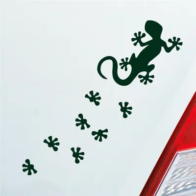 Produktbild von Auto Aufkleber Salamander Agame Echse Lizard Fußspuren 20x6 cm Dunkelgrün Sticker Heckscheibenaufkleber