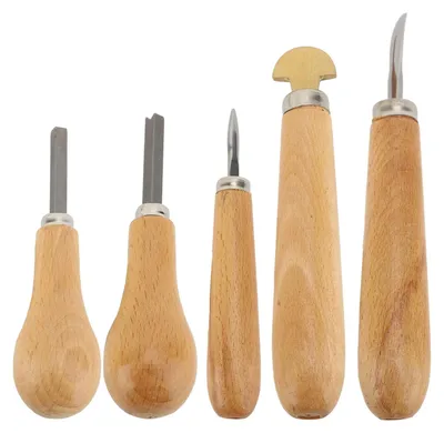 Steinfasswerkzeug-Set, 5-teilig, Holzgriff, für Edelsteine