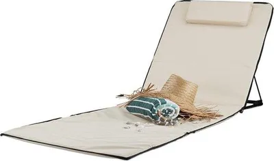 Produktbild von Famanu Strandmatte XXL Gepolstert mit Kopfkissen - Verstellbare Rückenlehne - Beige