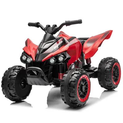 Image de Voiture électrique pour enfants à quatre roues, modèle ATV, 12V 4,5Ah, avec musique, lecteur MP3 et éclairage LED, adaptée aux enfants de 3 à 6 ans. Couleur : rouge