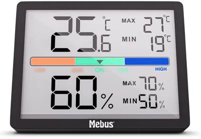 Produktbild von Mebus Klimastation Digitales Thermometer und Hygrometer Innen Drahtlos Temperatur und Luftqualitätsmessung Melder Messgerät Luftqualitätsprüfer PPM
