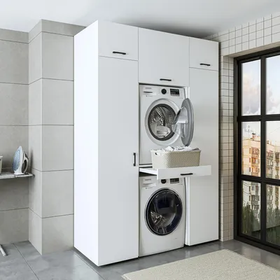 Produktbild von Roomart Waschmaschinenschrank 157 cm breit, Weiß